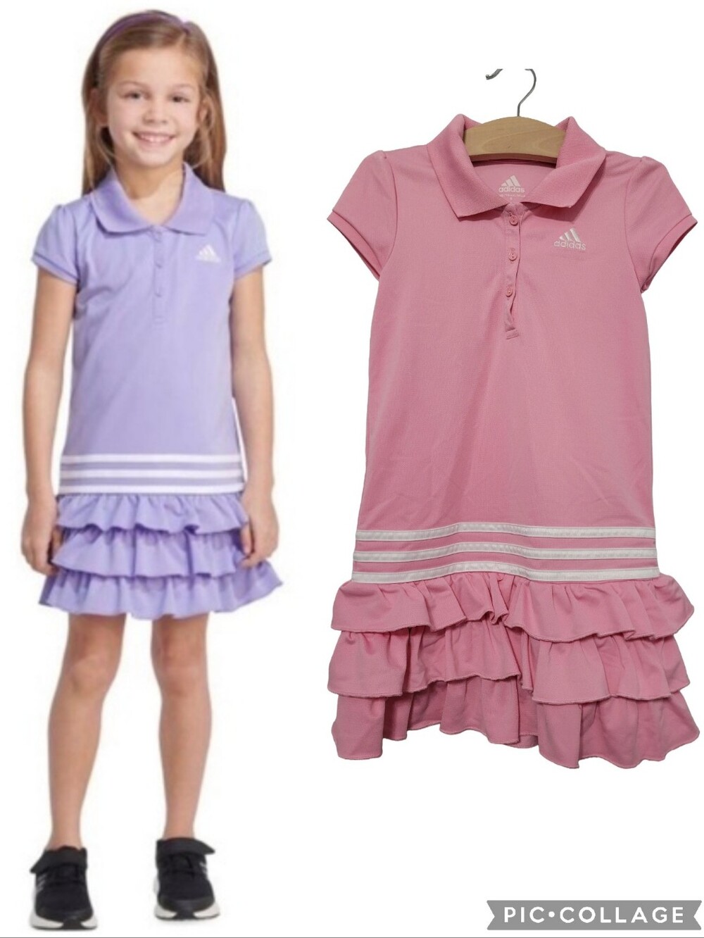 Adidas Girl's Pink Athletic Dress Ruffle Hem Size 6 Tennis Golf Pickleball Polo